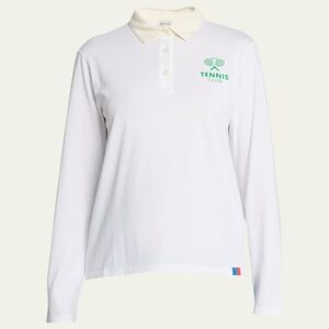 Kule The Rugby White Tennis Long-Sleeve Patch T-Shirt Collared Sports Small